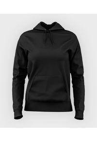 MegaKoszulki - Damska bluza z kapturem (bez nadruku, gładka) - czarna. Typ kołnierza: kaptur. Kolor: czarny. Wzór: gładki