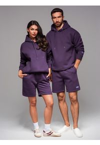 Ombre Clothing - Bluza dresowa unisex z kieszeniami i kapturem – fioletowa V13 OU-SNBC-0105 - XL/XXL. Okazja: na co dzień. Typ kołnierza: kaptur. Kolor: fioletowy. Materiał: dresówka. Wzór: aplikacja. Styl: casual #12