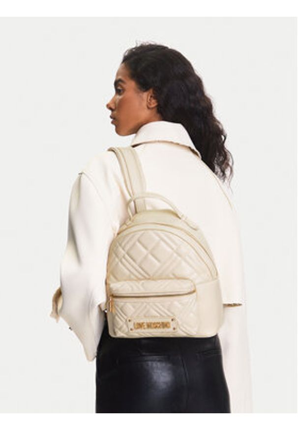 Love Moschino - LOVE MOSCHINO Plecak JC4148PP0MLA0110 Écru. Materiał: skóra