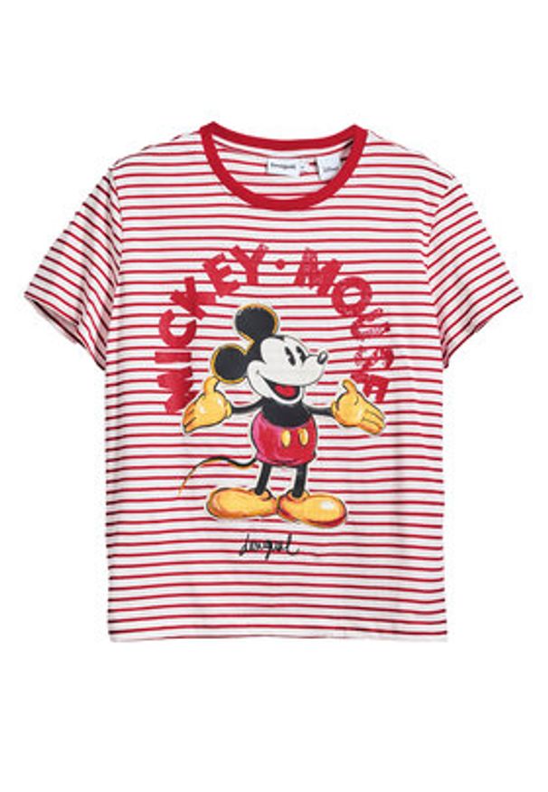 Desigual T-Shirt Mickey 25SWTKAI Czerwony Regular Fit. Kolor: czerwony. Materiał: bawełna