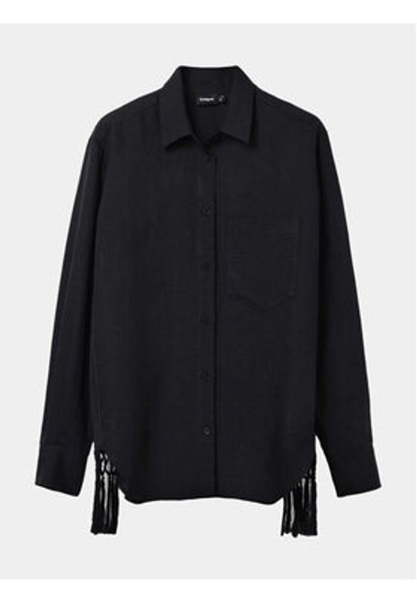 Desigual Koszula Fringes 24SWCW03 Czarny Regular Fit. Kolor: czarny. Materiał: wiskoza