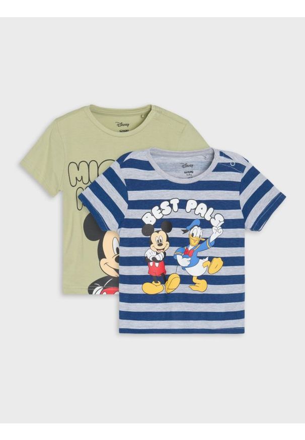 Sinsay - Koszulki 2 pack Mickey Mouse - zielony. Kolor: zielony. Wzór: motyw z bajki