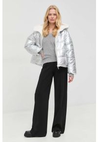 TwinSet - Twinset sweter wełniany damski kolor szary lekki. Okazja: na co dzień. Kolor: szary. Materiał: wełna. Długość rękawa: raglanowy rękaw. Styl: casual #4