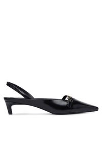 TOMMY HILFIGER - Tommy Hilfiger Czółenka Th Buckle Kitten Slingback Pump FW0FW09384 Czarny. Kolor: czarny. Materiał: skóra #1