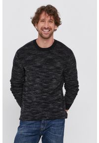 Sisley Sweter z domieszką wełny męski kolor czarny. Kolor: czarny. Materiał: wełna. Długość rękawa: długi rękaw. Długość: długie. Wzór: ze splotem