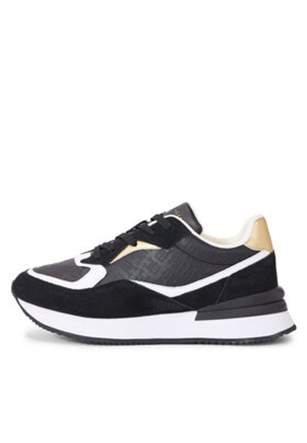 TOMMY HILFIGER - Tommy Hilfiger Sneakersy Lux Monogram Runner FW0FW07816 Czarny. Kolor: czarny. Materiał: skóra