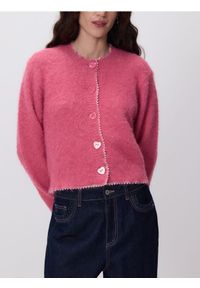 Reserved - Kardigan z ozdobnymi guzikami - różowy. Kolor: różowy. Materiał: wełna, dzianina #1