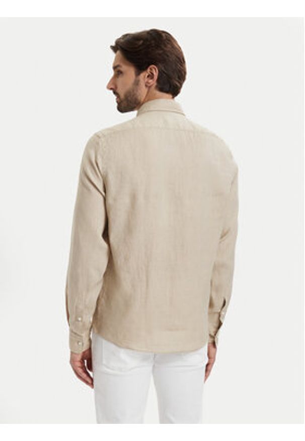 BOSS Koszula H-Liam 50556077 Beżowy Regular Fit. Kolor: beżowy. Materiał: len