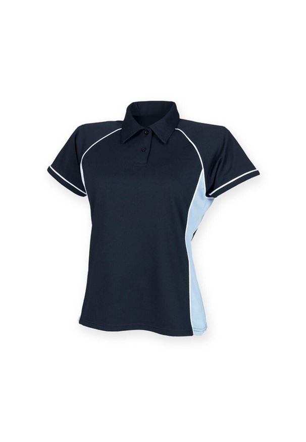 FINDEN & HALES - Damska Koszulka Polo Z Nadrukiem. Typ kołnierza: polo. Kolor: niebieski, wielokolorowy, biały. Wzór: nadruk
