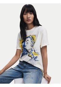 Desigual T-Shirt Portrait 25WWTK05 Biały Loose Fit. Kolor: biały. Materiał: bawełna #5