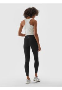 4f - 4F Legginsy treningowe ze średnim stanem damskie - czarne XS. Kolor: czarny. Materiał: elastan, materiał, włókno, dzianina, syntetyk. Wzór: ze splotem, gładki, jednolity. Sport: fitness #2