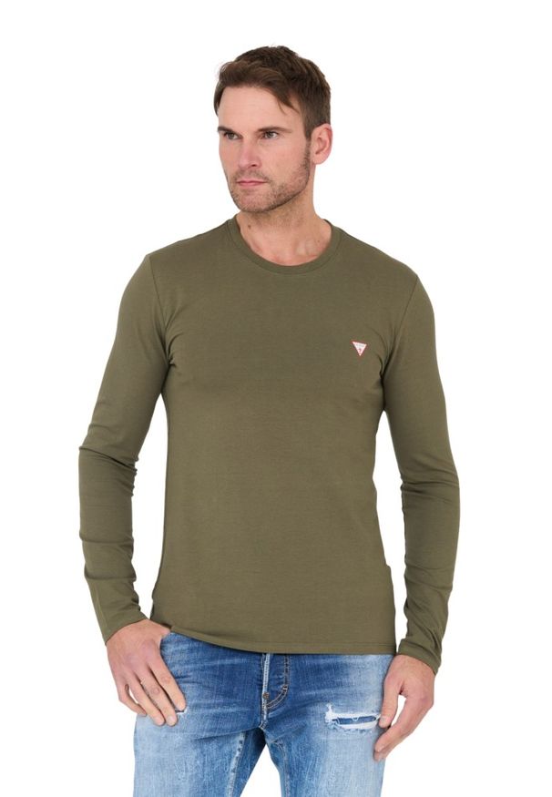 Guess - GUESS Zielony męski longsleeve Core Tee, Rozmiar XL. Kolor: zielony. Długość rękawa: długi rękaw