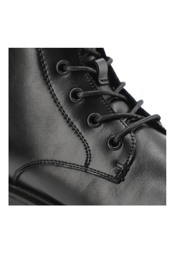 Big-Star - Czarne Botki Big Star Modne Ocieplane Obuwie Damskie. Okazja: na co dzień. Zapięcie: sznurówki. Kolor: czarny. Materiał: materiał. Styl: klasyczny, casual