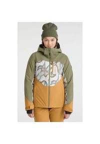 Kurtka zimowa na narty i snowboard damska O'Neill Carbonite 10K/10K. Kolor: zielony, pomarańczowy, brązowy, wielokolorowy. Sezon: zima. Sport: snowboard, narciarstwo #1
