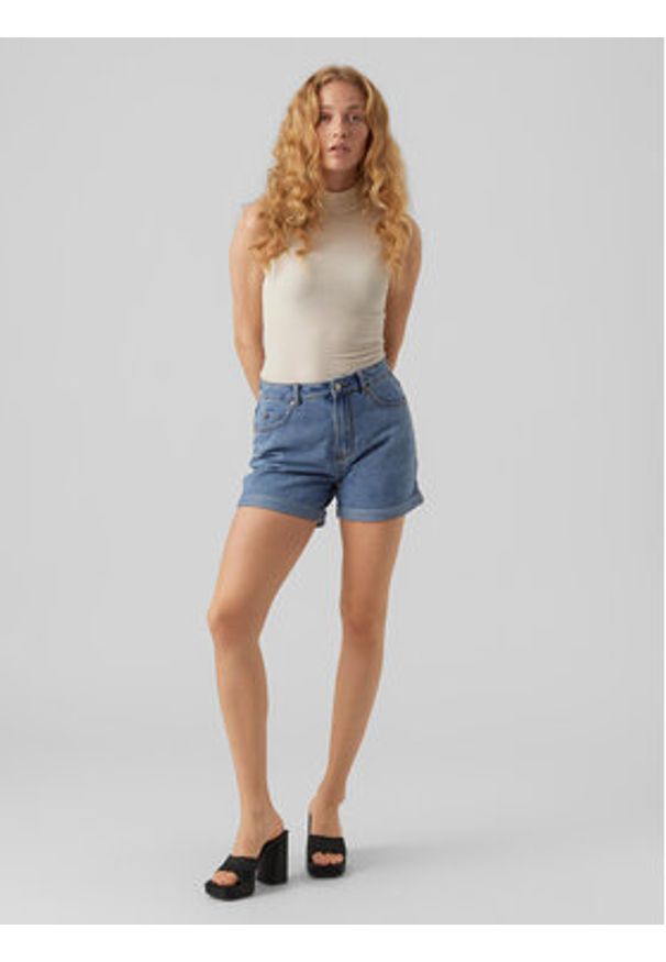 Vero Moda Szorty jeansowe Zuri 10279493 Niebieski Regular Fit. Kolor: niebieski. Materiał: jeans, bawełna