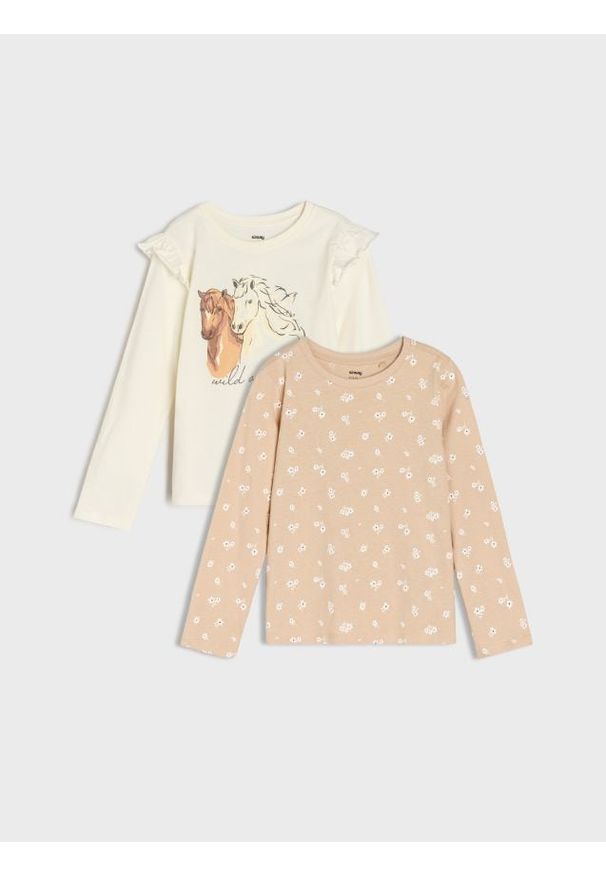 Sinsay - Koszulki z długimi rękawami 2 pack - wielobarwny. Długość rękawa: długi rękaw. Długość: długie