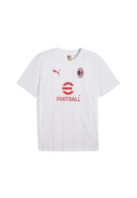 Puma - Męska koszulka przedmeczowa AC Milan PUMA White Putty Beige. Kolor: biały, wielokolorowy, beżowy