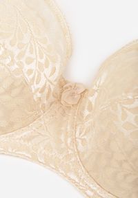 Born2be - Jasnobeżowy Biustonosz z Regulowanymi Ramiączkami o Koronkowym Wykończeniu Kefefia. Kolor: beżowy. Materiał: koronka #4