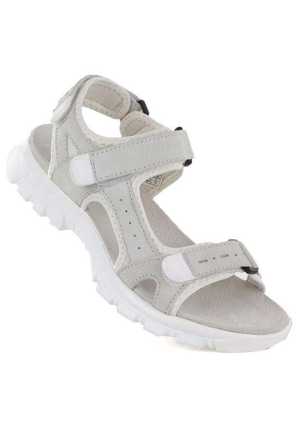 Skórzane sandały damskie sportowe na rzep szare Artiker 56C1244. Zapięcie: rzepy. Kolor: szary. Materiał: skóra. Styl: sportowy