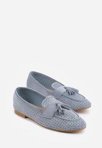 Born2be - Niebieskie Mokasyny z Imitacji Zamszu z Ozdobną Perforacją i Frędzlami Yenone. Okazja: na co dzień, na spotkanie biznesowe, do pracy. Kolor: niebieski. Materiał: zamsz. Styl: casual, biznesowy, klasyczny #6