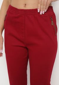 Born2be - Bordowe Spodnie z Krótszymi Nogawkami 3/4 i Zasuwanymi Kieszonkami Ulmea. Kolor: czerwony. Materiał: materiał. Długość: krótkie #4