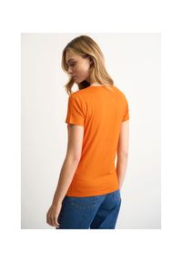 Ochnik - Pomarańczowy T-shirt damski z wilgą. Kolor: pomarańczowy. Materiał: wiskoza #3
