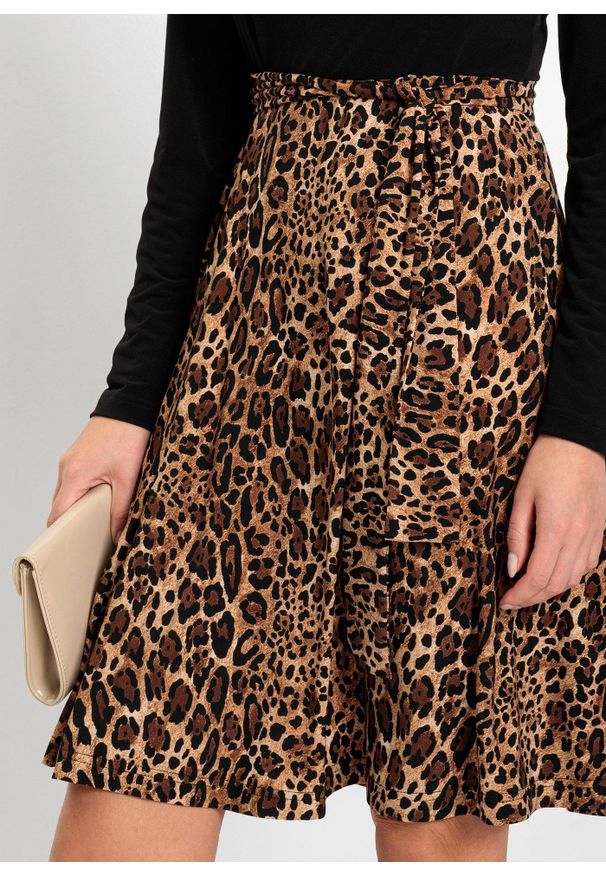 bonprix - Sukienka mini z nadrukiem. Kolor: czarny. Materiał: jersey. Wzór: nadruk. Długość: mini