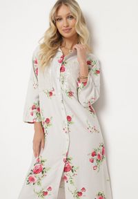 Born2be - Jasnoszara Pudełkowa Sukienka z Bawełny z Regulowanym Rękawem Avamla. Okazja: na spacer. Kolor: szary. Materiał: bawełna. Styl: elegancki #5