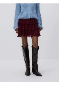 Reserved - Koronkowa spódnica mini - ciemnofioletowy. Kolor: fioletowy. Materiał: koronka #1