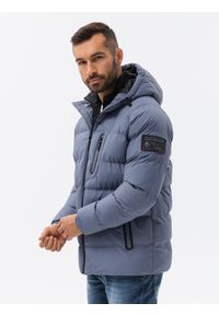 Ombre Clothing - Mocno ocieplana pikowana męska kurtka z raglanowym rękawem – zgaszony fiolet V6. Typ kołnierza: kołnierzyk stójkowy. Kolor: fioletowy. Materiał: guma, poliester, syntetyk, materiał. Długość rękawa: raglanowy rękaw. Wzór: jednolity, aplikacja #1