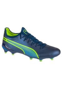 Buty piłkarskie Puma King Ultimate FG/AG 107563-04 niebieskie. Kolor: niebieski. Materiał: syntetyk, dzianina, nylon. Szerokość cholewki: normalna. Sport: piłka nożna