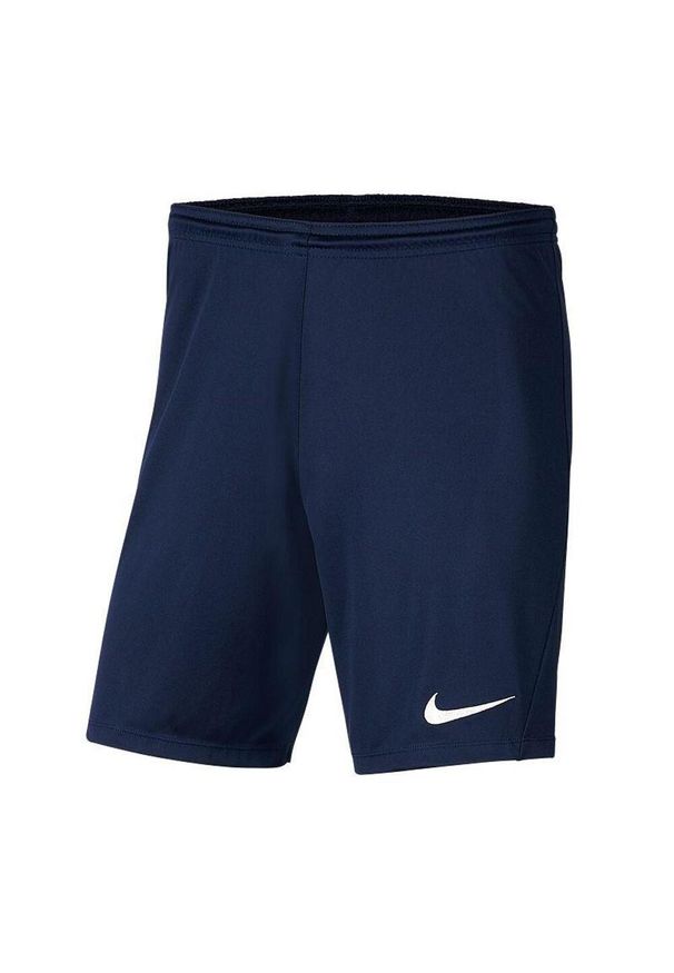 Nike - Dziecięce/niemowlęce Spodenki Z Dzianiny Dry Park III. Kolor: niebieski. Materiał: dzianina. Styl: sportowy. Sport: turystyka piesza