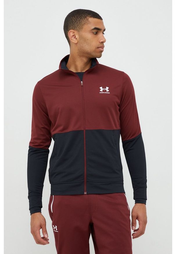 Under Armour bluza treningowa Pique męska kolor brązowy gładka. Kolor: brązowy. Materiał: materiał. Wzór: gładki