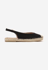 Renee - Czarne Sandały Espadryle Slingback Ozdobione Plecionką Addiena. Nosek buta: otwarty. Kolor: czarny. Wzór: aplikacja. Sezon: lato. Styl: elegancki #4