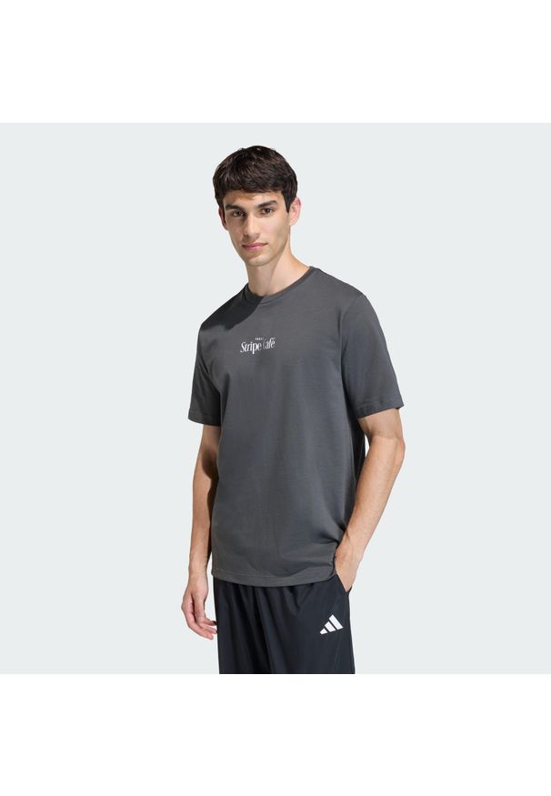 Adidas - Koszulka Coffee Cafe Donut Box Graphic. Kolor: szary. Sport: fitness