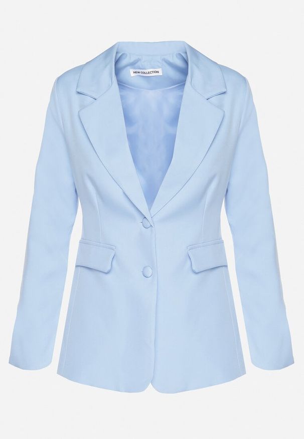Born2be - Jasnoniebieska Taliowana Marynarka z Usztywnioną Linią Ramion Finzeki. Okazja: na co dzień. Kolor: niebieski. Materiał: jeans. Styl: klasyczny, casual