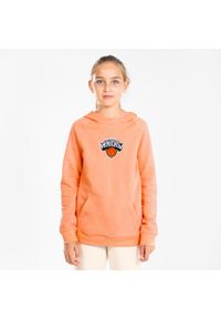 TARMAK - Bluza z kapturem do koszykówki dla dzieci Tarmak 900 NBA New York Knicks. Typ kołnierza: kaptur. Kolor: pomarańczowy. Materiał: materiał, tkanina. Sport: koszykówka