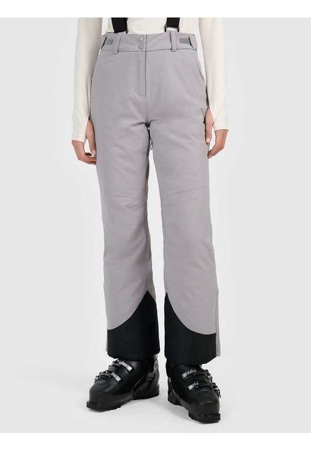 4f - 4F Spodnie narciarskie membrana 10000 damskie - szare XL. Stan: podwyższony. Kolor: szary. Materiał: materiał. Wzór: gładki. Sezon: zima. Sport: narciarstwo