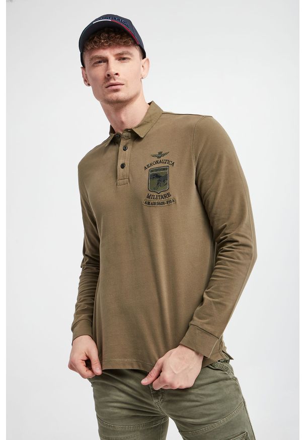 Aeronautica Militare - Polo męskie AERONAUTICA MILITARE. Typ kołnierza: polo. Materiał: bawełna, dresówka, dzianina. Wzór: aplikacja, haft