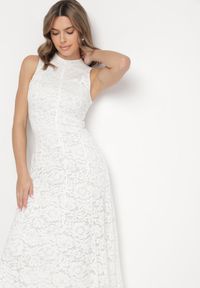 Born2be - Biała Koktajlowa Sukienka z Koronki Jolretia. Kolor: biały. Materiał: koronka. Wzór: koronka. Typ sukienki: ołówkowe. Styl: wizytowy #7