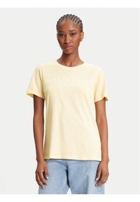 TOMMY HILFIGER - Tommy Hilfiger T-Shirt WW0WW40276 Żółty Regular Fit. Kolor: żółty. Materiał: bawełna