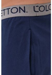 United Colors of Benetton Spodnie piżamowe męskie kolor granatowy gładkie. Kolor: niebieski. Materiał: bawełna, dzianina. Wzór: gładki #2