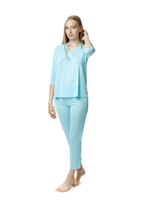 MEWA Lingerie - Dwuczęściowa piżama damska Consuela. Materiał: jedwab, wiskoza, poliamid, materiał, dzianina, skóra. Długość: długie