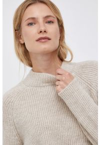 only - Only Sweter damski kolor beżowy z półgolfem. Kolor: beżowy. Materiał: dzianina. Długość rękawa: raglanowy rękaw #2