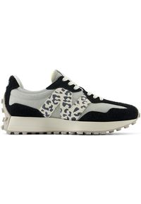 Buty damskie New Balance WS327AP – szare. Okazja: na co dzień. Kolor: szary. Materiał: dresówka, zamsz, skóra, guma. Szerokość cholewki: normalna. Wzór: nadruk, motyw zwierzęcy. Sezon: wiosna