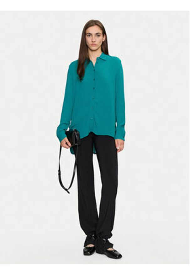 Sisley Koszula 5ZMZLQ07I Zielony Oversize. Kolor: zielony. Materiał: wiskoza
