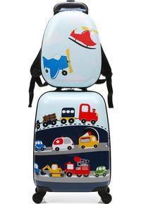 Marko Zestaw Podróżny Pojazdy niebieski. Kolor: niebieski. Materiał: materiał. Wzór: kolorowy, paski. Styl: wakacyjny #6