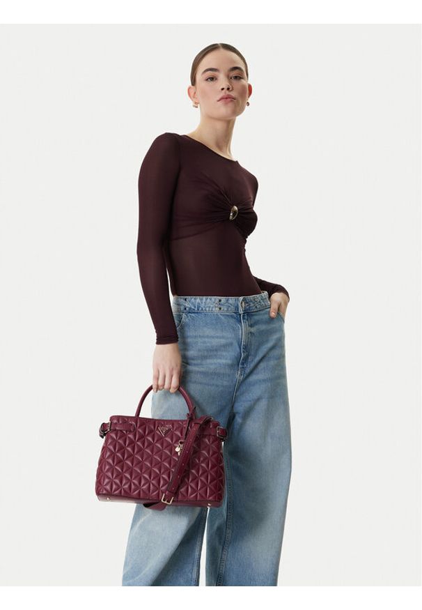 Guess Torebka Paisleigh HWQG98 83060 Bordowy. Kolor: czerwony. Materiał: skórzane
