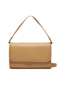 TOMMY HILFIGER - Tommy Hilfiger Torebka Th Monotype Shoulder Bag AW0AW16162 Beżowy. Kolor: beżowy. Materiał: skórzane