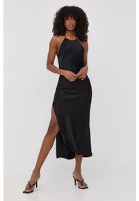 BARDOT - Bardot sukienka kolor czarny maxi prosta. Okazja: na co dzień. Kolor: czarny. Materiał: tkanina. Długość rękawa: na ramiączkach. Typ sukienki: proste. Styl: casual. Długość: maxi #3